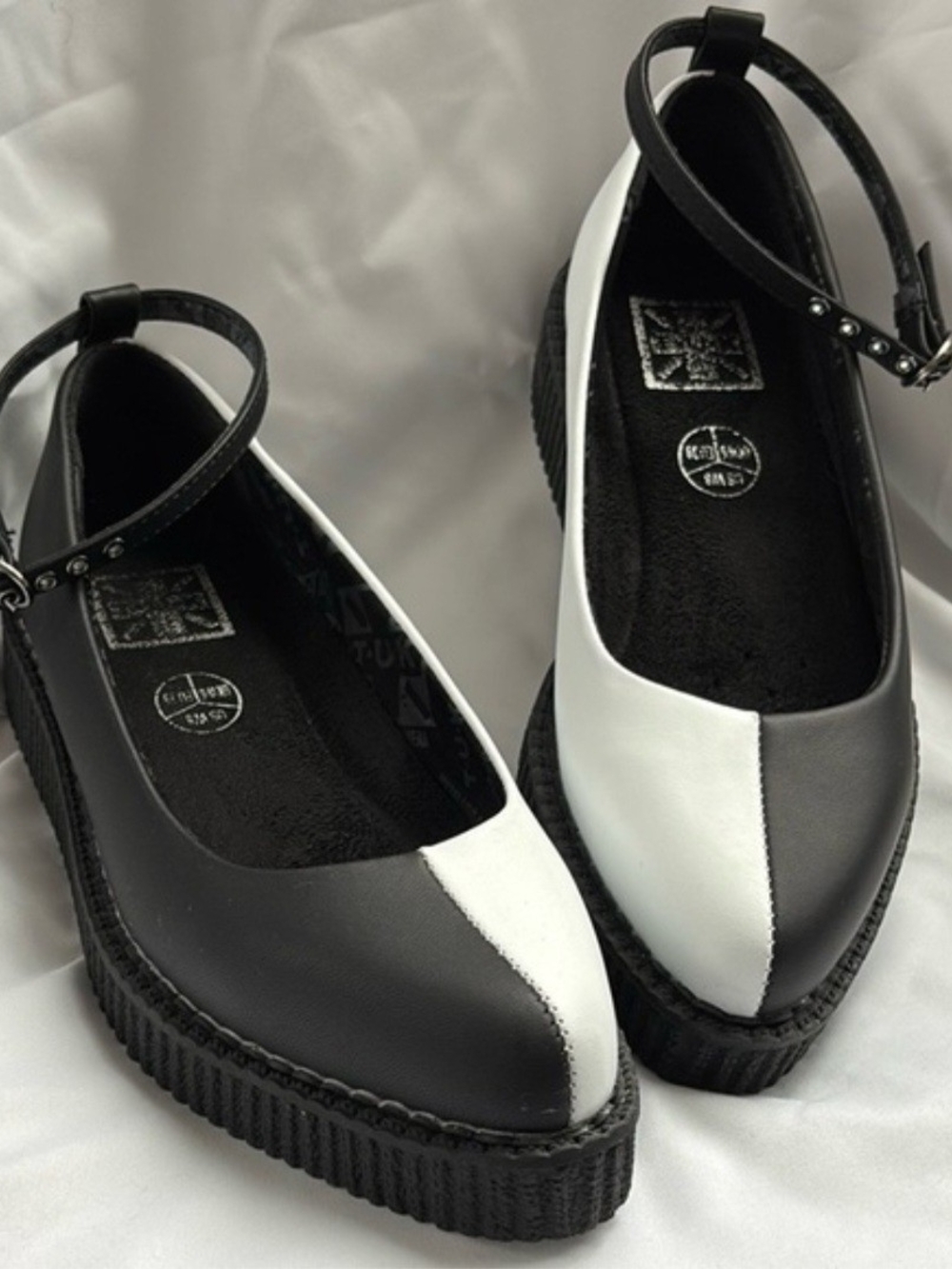 tuk Black and White Two-Tone Creeper Ballet Flats